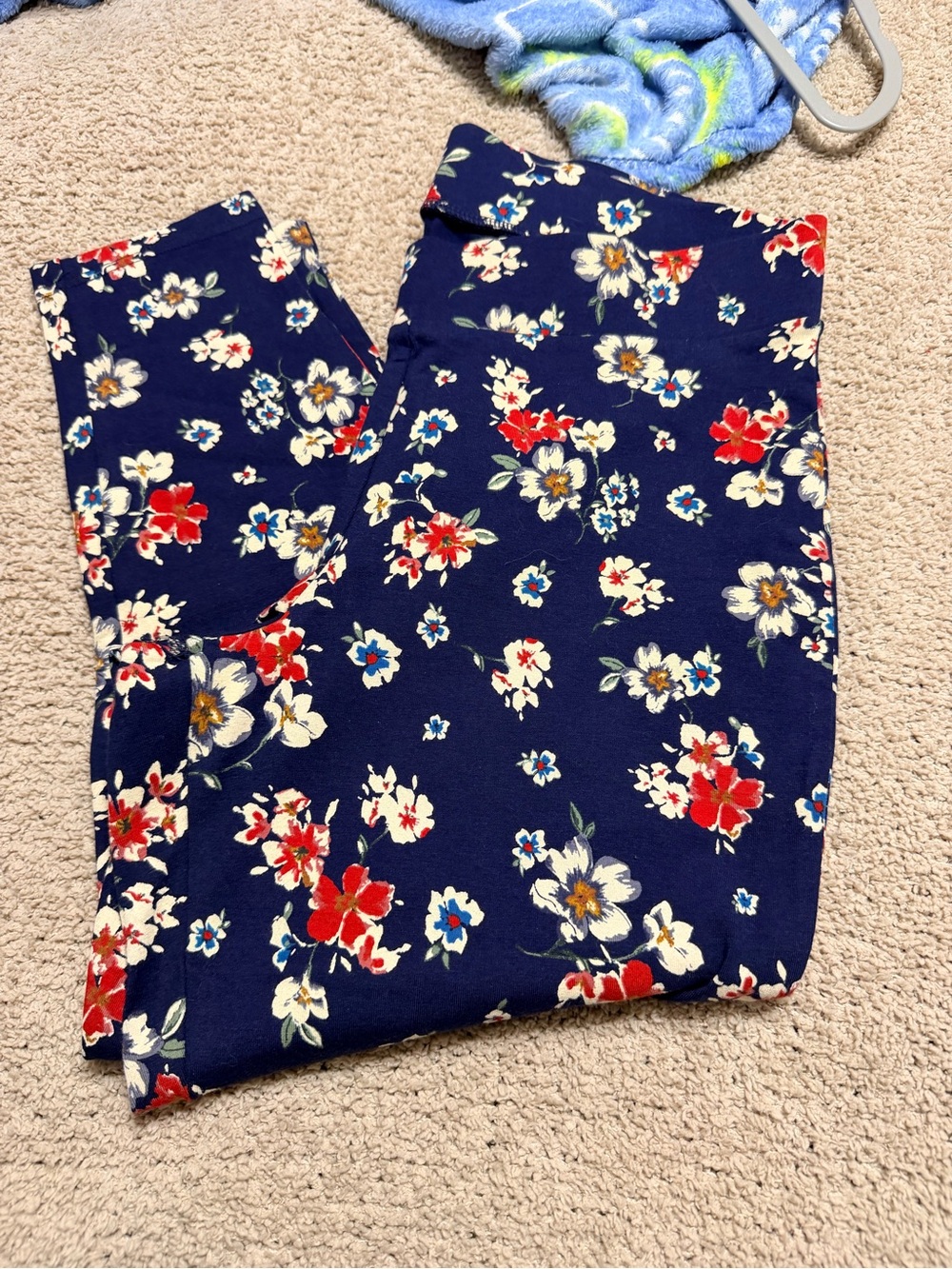 torrid Navy Floral Leggings with Red and Blue Accents